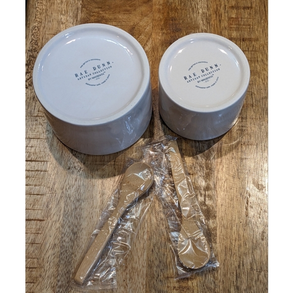 Rae Dunn  Guac + Salsa Set + 2 spoons - Picture 10 of 11